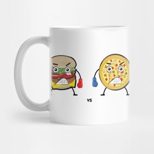 Funny Pizza vs Burger Characters - Fast Food Battle Mug